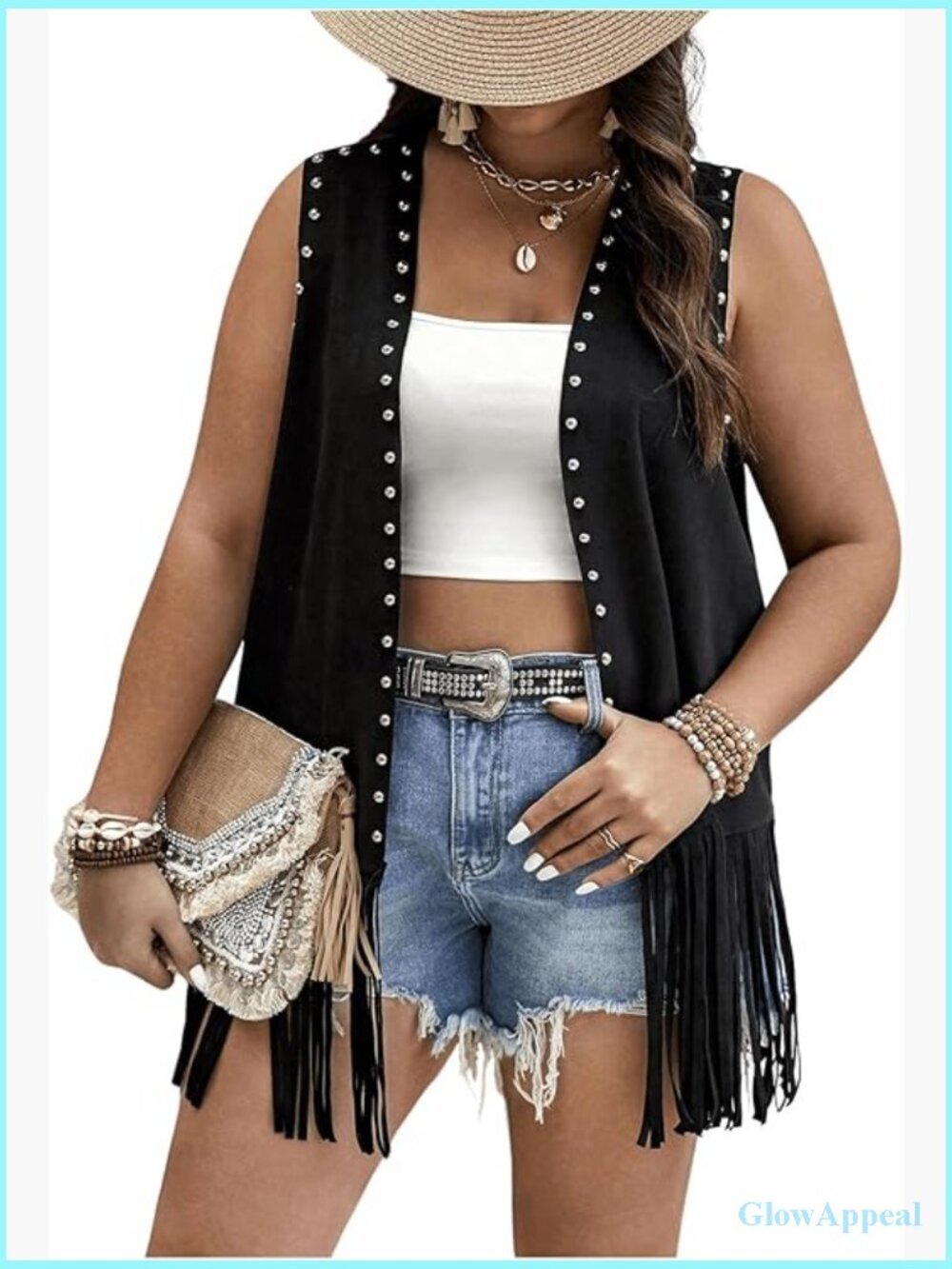 Faux Suede Fringe Vest Sleeveless Tassel Jacket Cowgirl Outfits Plus Size